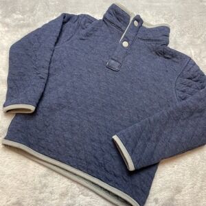 Marine Layer Quilted Pullover Sweatshirt Infant Size One/18-24M Blue Snap Collar